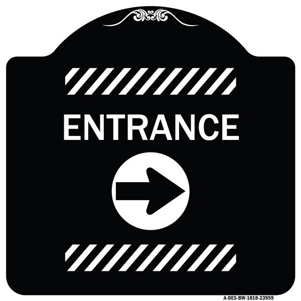 Signmission Flex Post Entrance with Right Arrow Decal for Flex Paddle Aluminum Sign, 18" L, 18" H, BW-1818-23959 A-DES-BW-1818-23959 - main